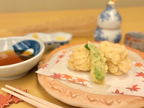 網走産真だち天婦羅