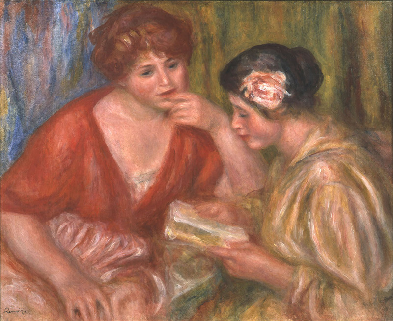 ピエール＝オーギュスト・ルノワール《読書(赤とローズのブラウスを着た二人の女性》1918年、山王美術館蔵