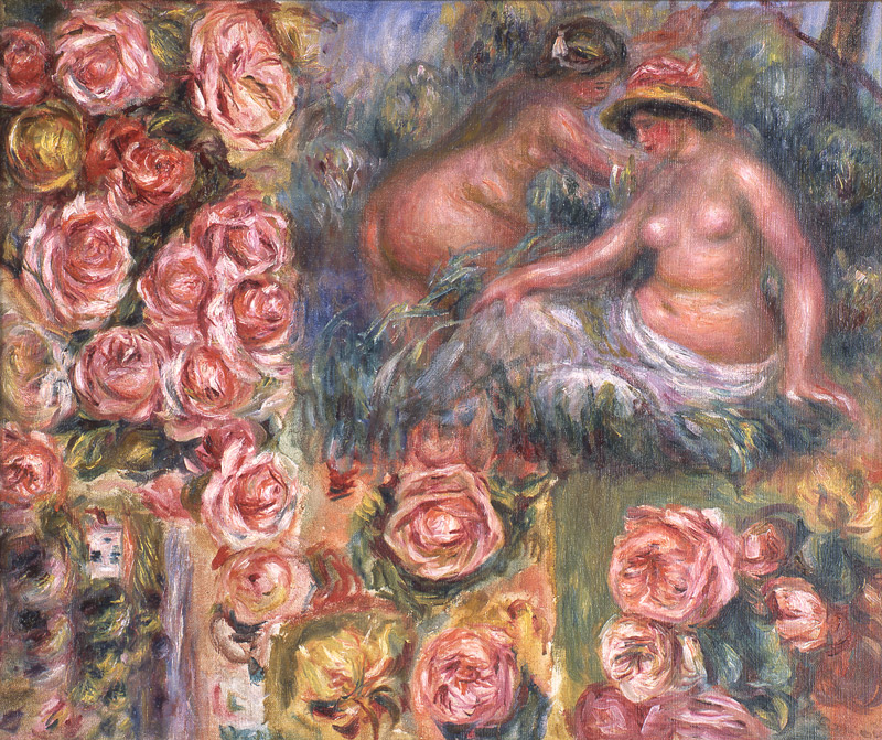 ピエール=オーギュスト・ルノワール≪裸婦と花の習作≫1915年頃、山王美術館