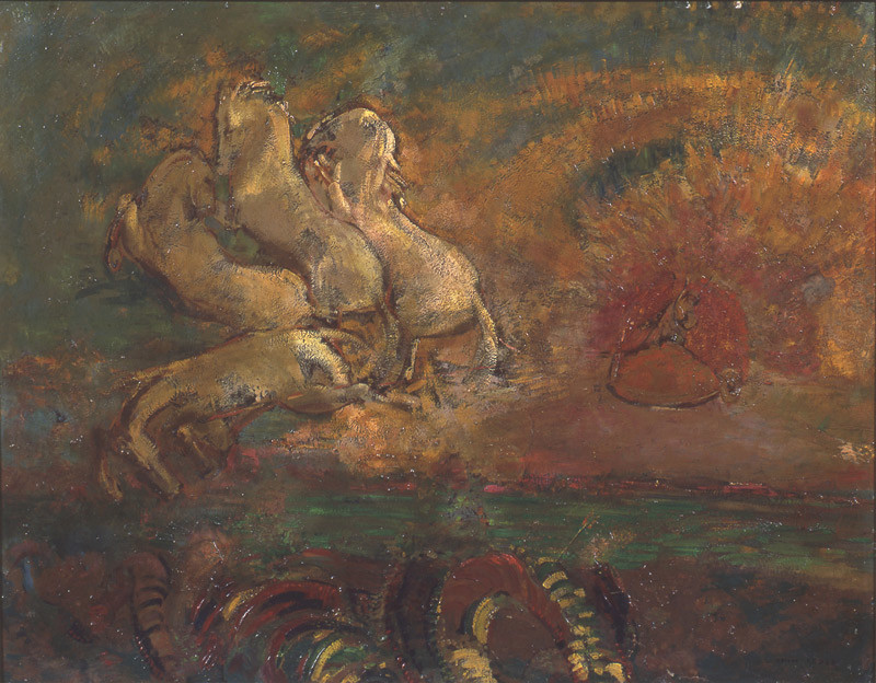 オディロン・ルドン《アポロンの二輪車と大蛇》1905年、山王美術館蔵