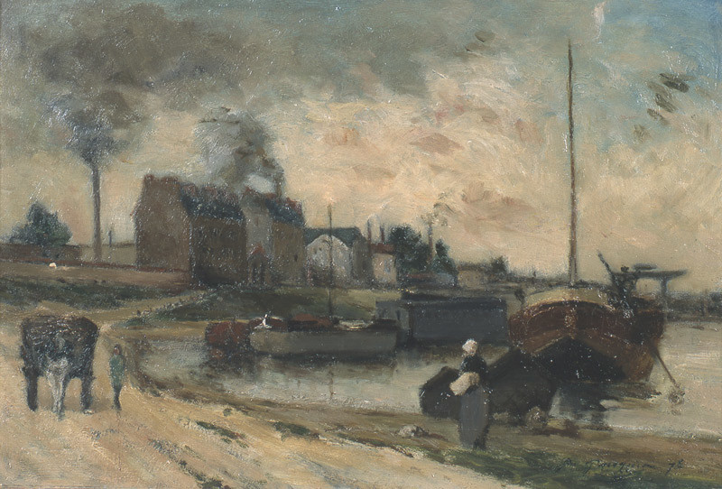 ポール・ゴーガン《カイユ工場とグルネル河岸》1875年、山王美術館蔵